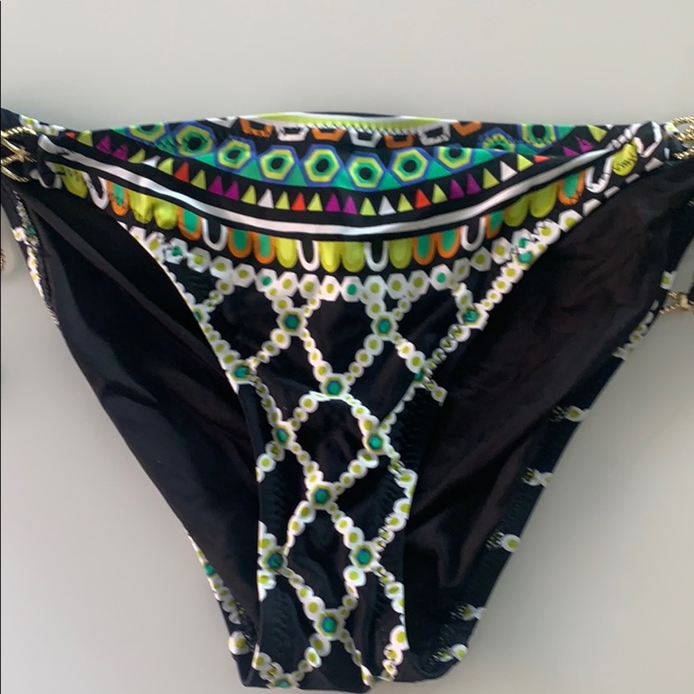 Nwt Trina Turk String Bikini Bottom Gold Accents - image 3